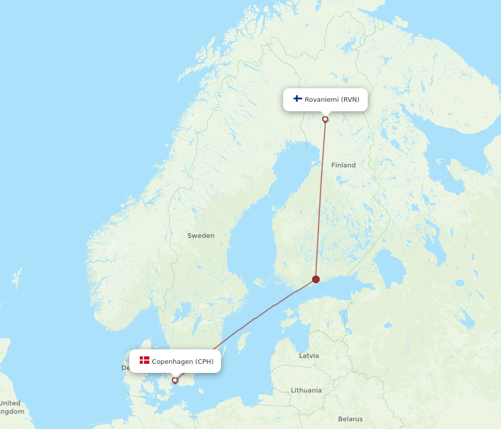 RVN-CPH flight routes