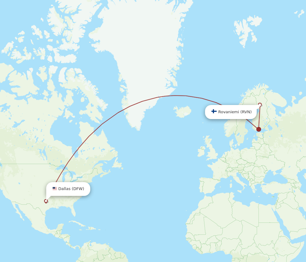 RVN-DFW flight routes