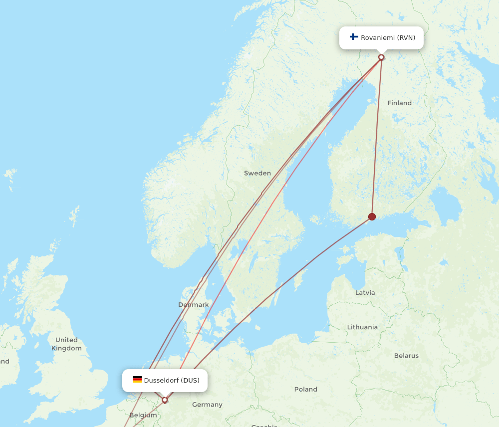RVN-DUS flight routes