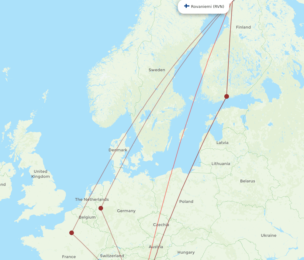 RVN-FCO flight routes