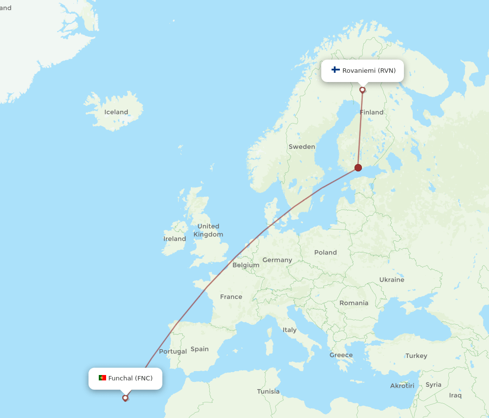 RVN-FNC flight routes