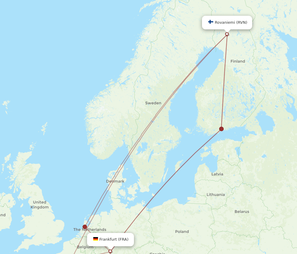 RVN-FRA flight routes