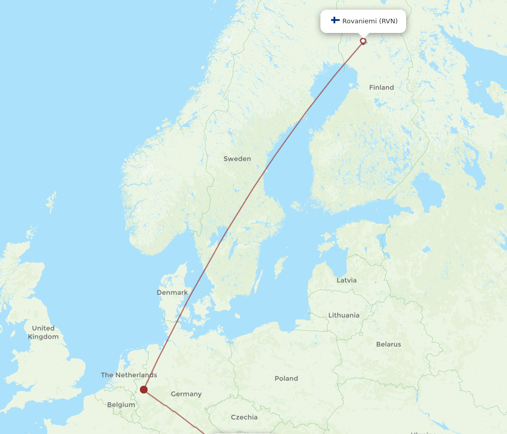 Graz - Rovaniemi route map and flight paths