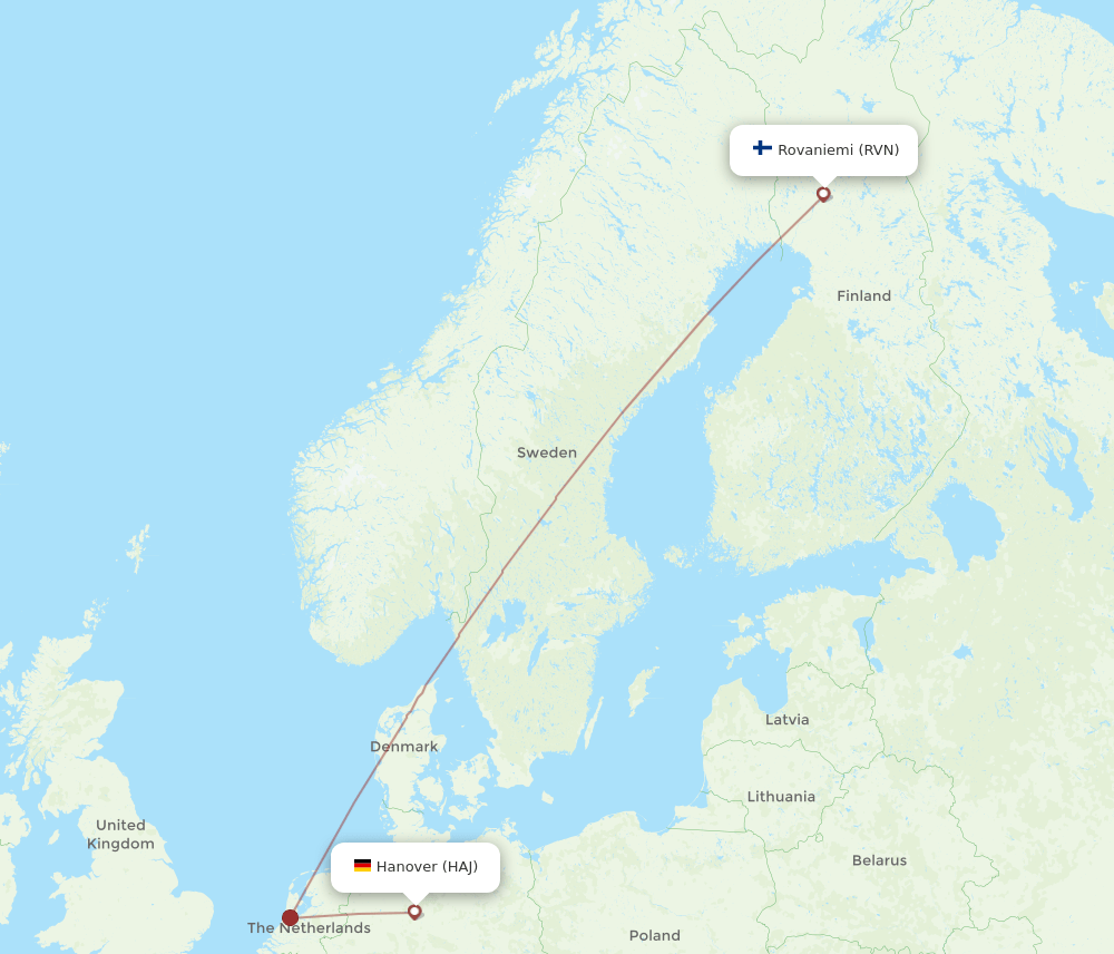 RVN to HAJ flights and routes map