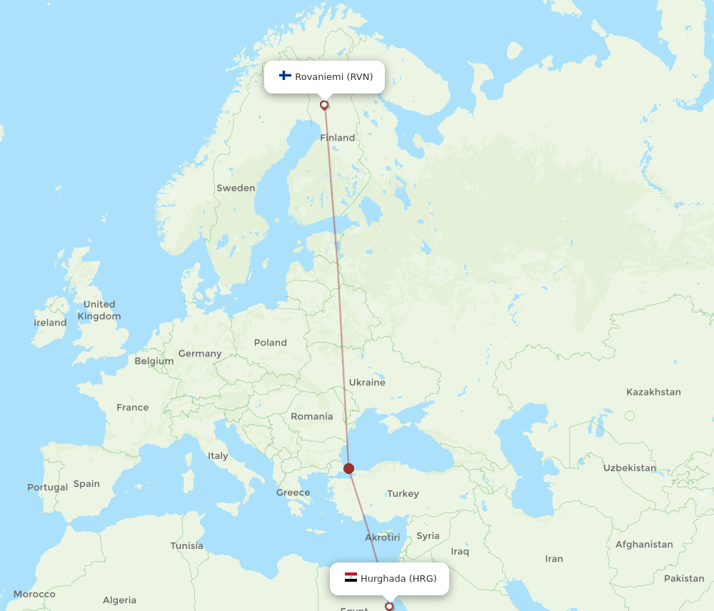 RVN-HRG flight routes