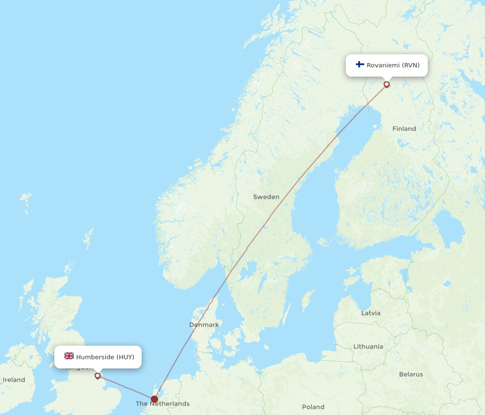 RVN to HUY flights and routes map