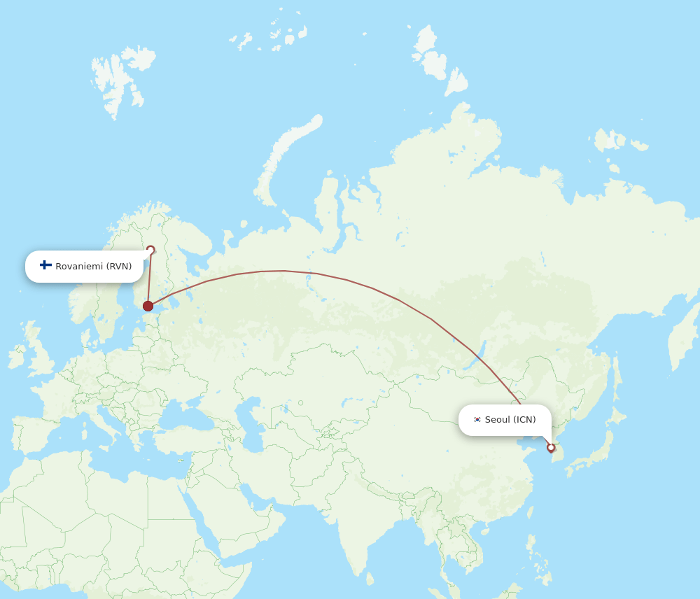RVN-ICN flight routes