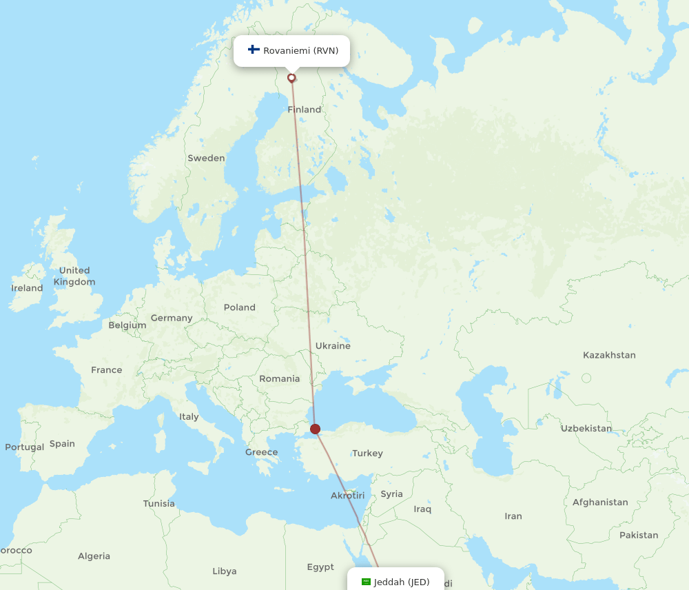 RVN-JED flight routes