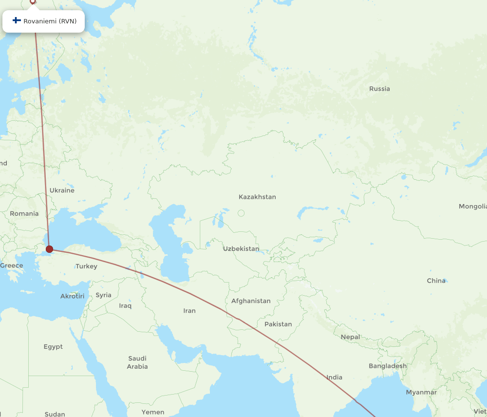 RVN-KUL flight routes