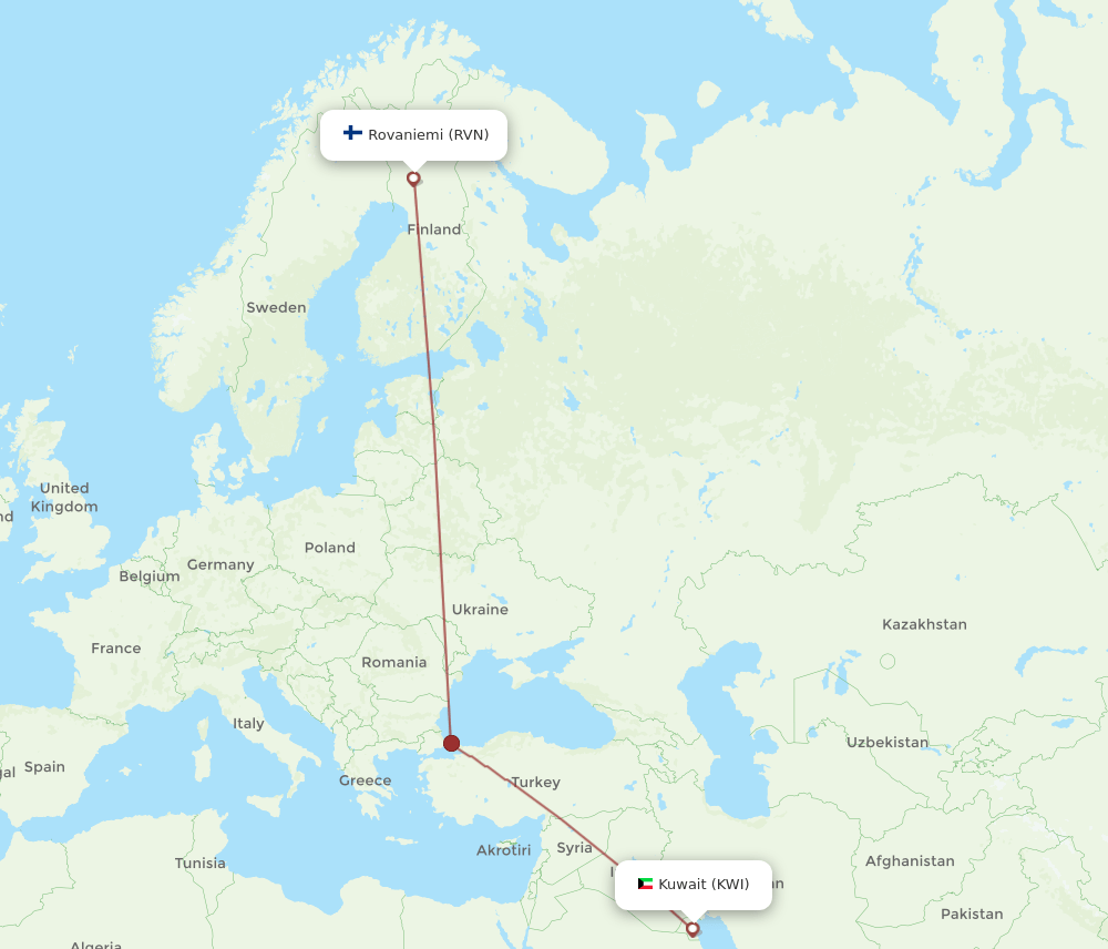 RVN-KWI flight routes