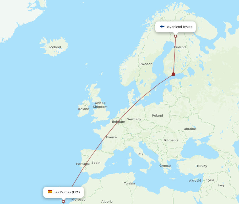 RVN-LPA flight routes