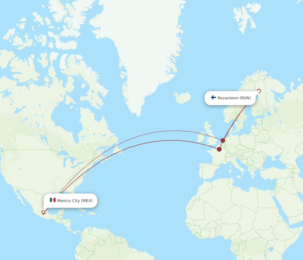 RVN-MEX flight routes