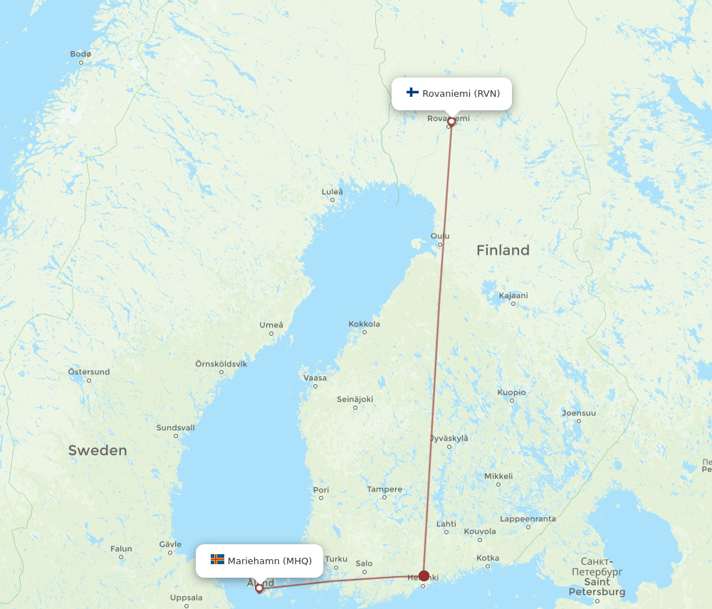 RVN-MHQ flight routes