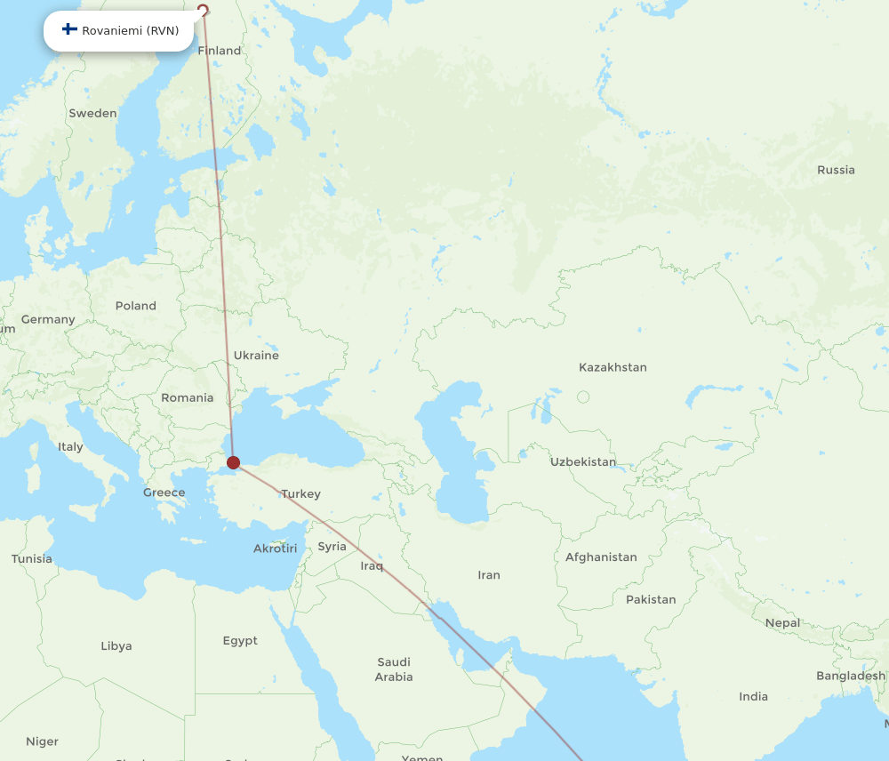 RVN-MLE flight routes
