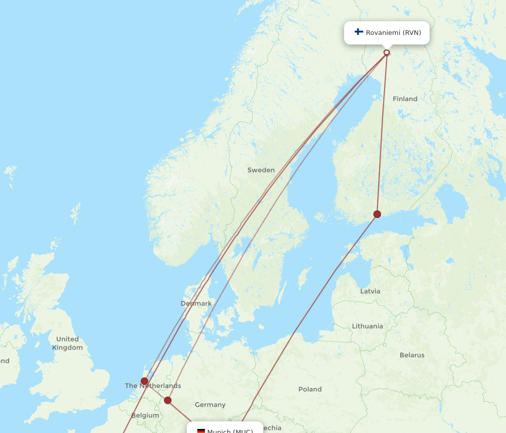 RVN-MUC flight routes
