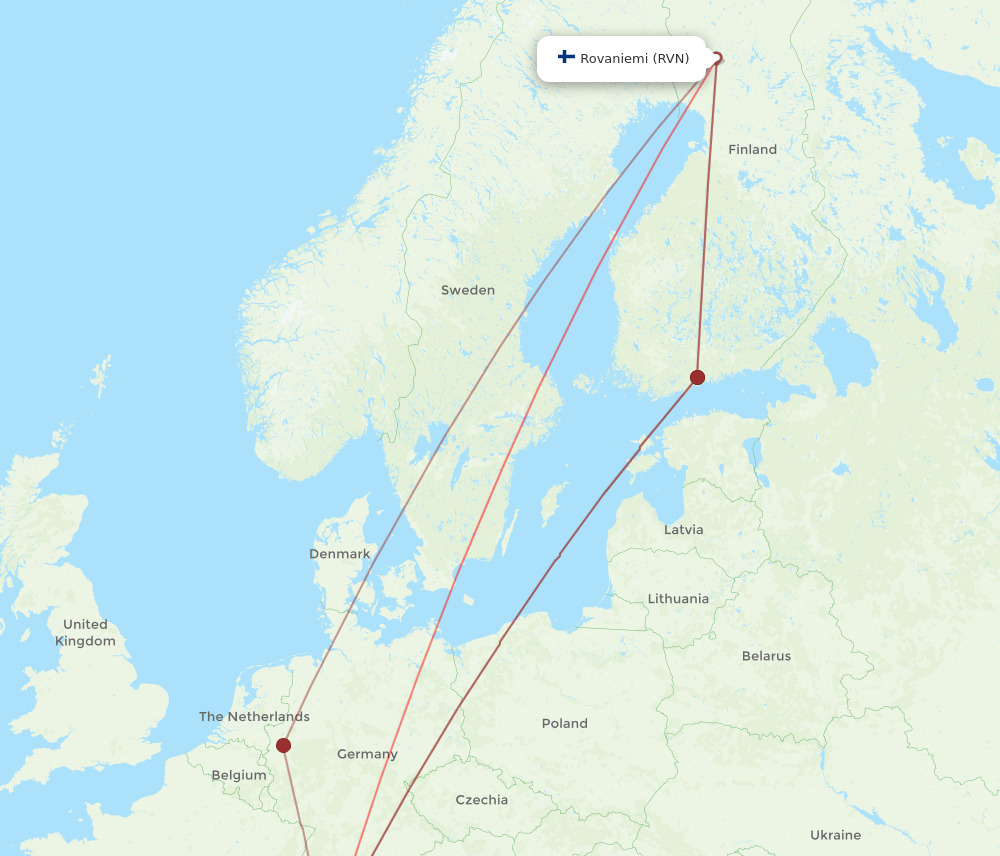 RVN-MXP flight routes