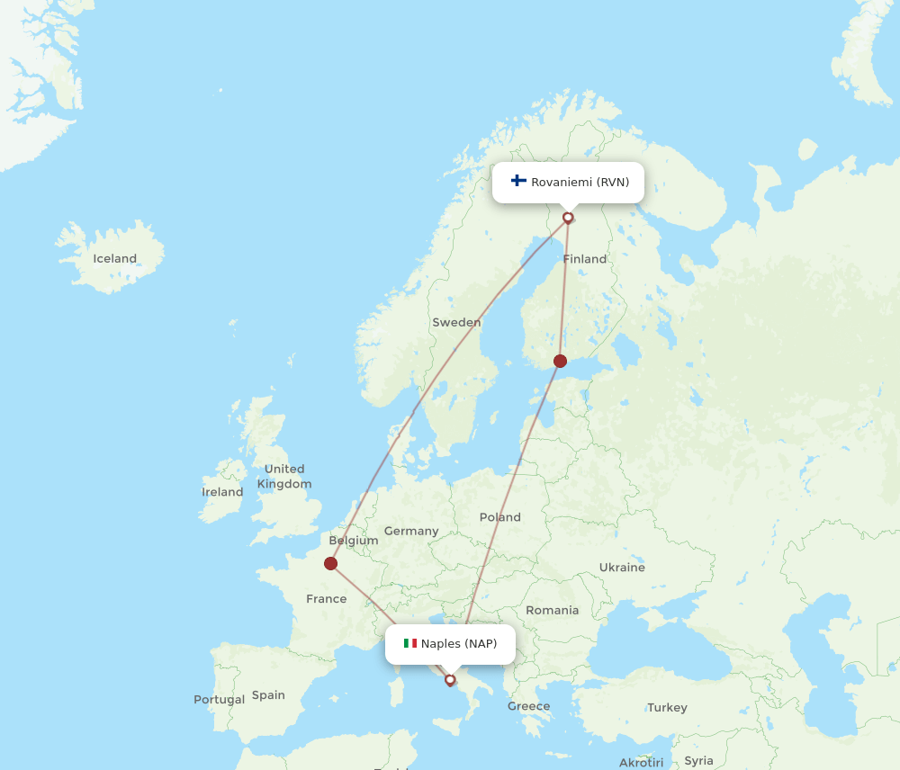 RVN-NAP flight routes
