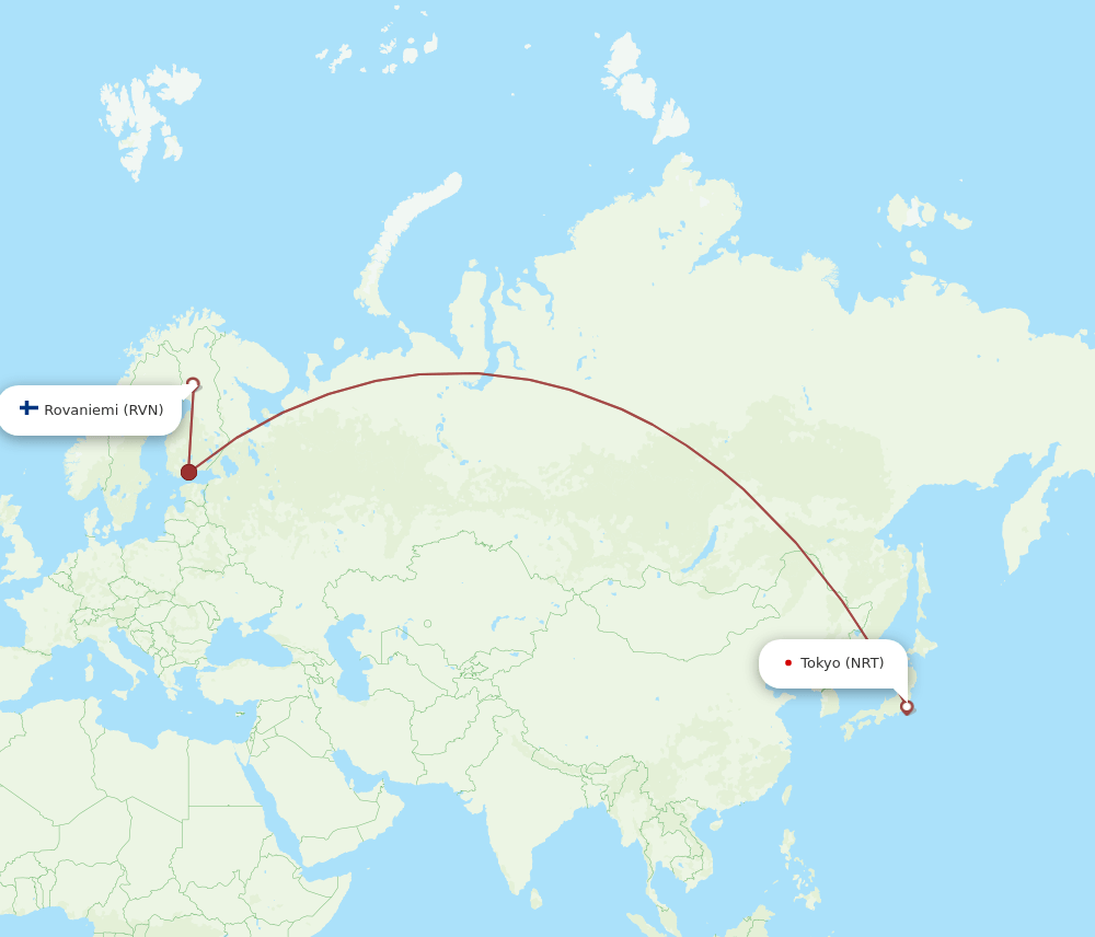 RVN-NRT flight routes