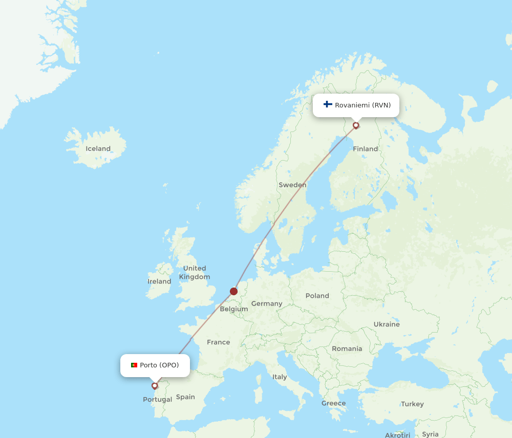 RVN to OPO flights and routes map