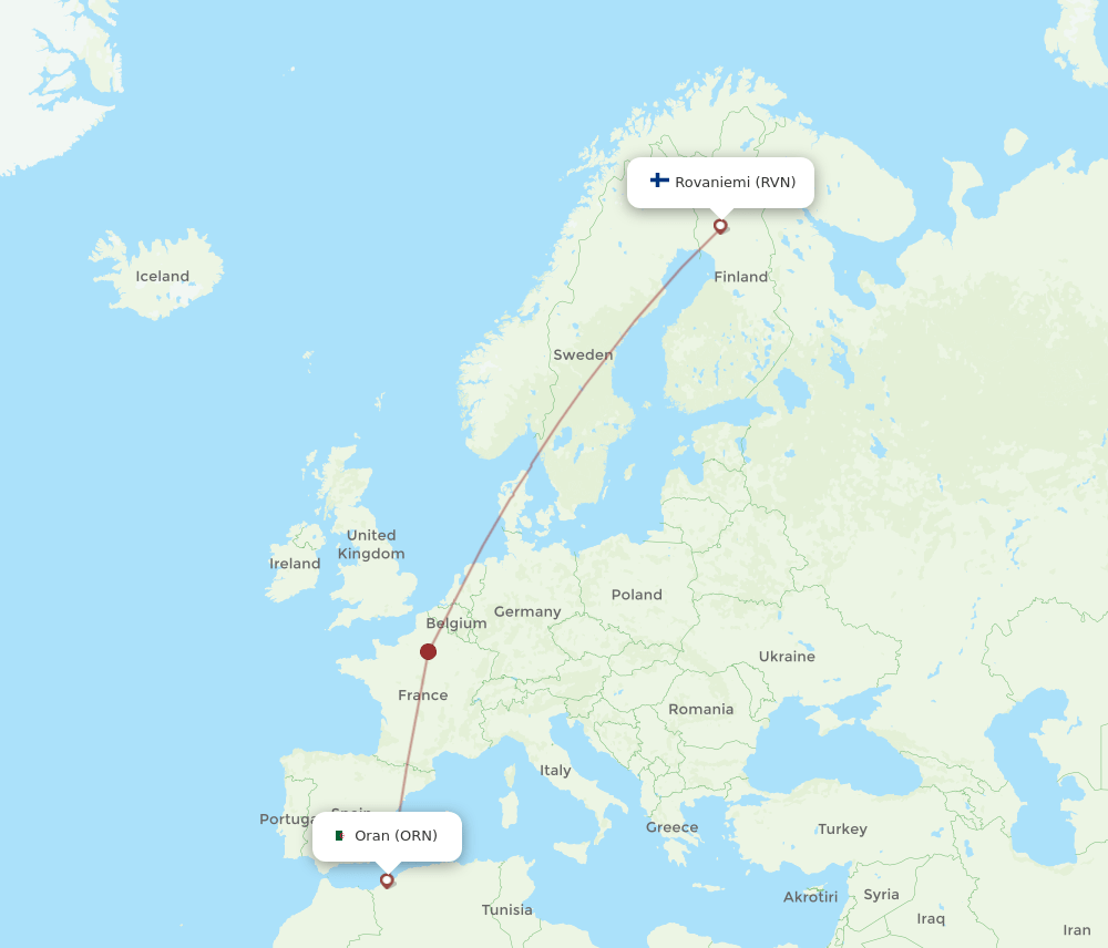 RVN-ORN flight routes