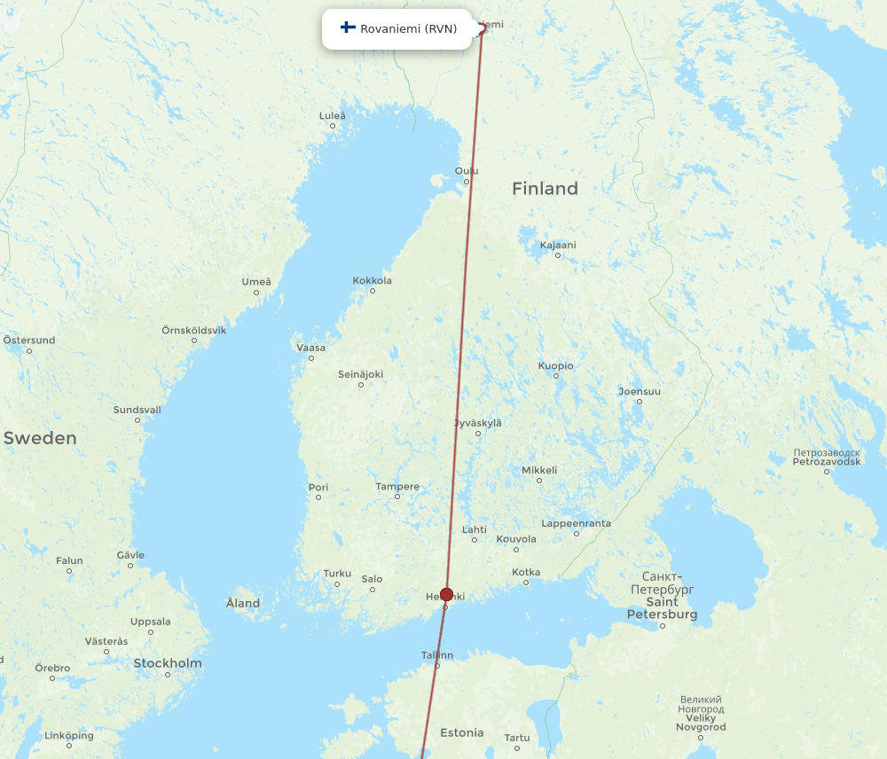 RVN to RIX flights and routes map