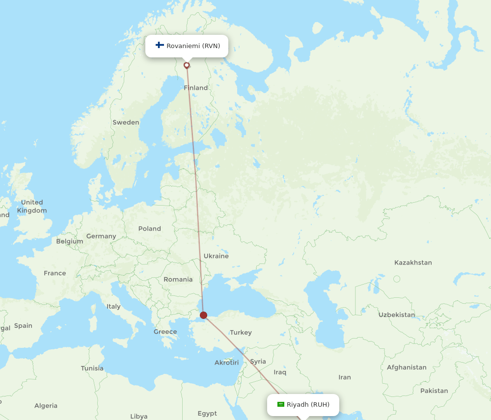 RVN-RUH flight routes