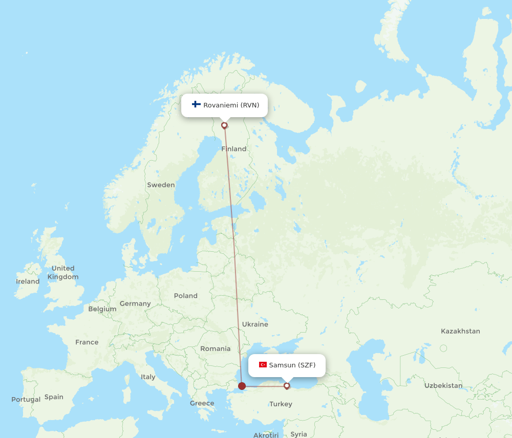 RVN-SZF flight routes