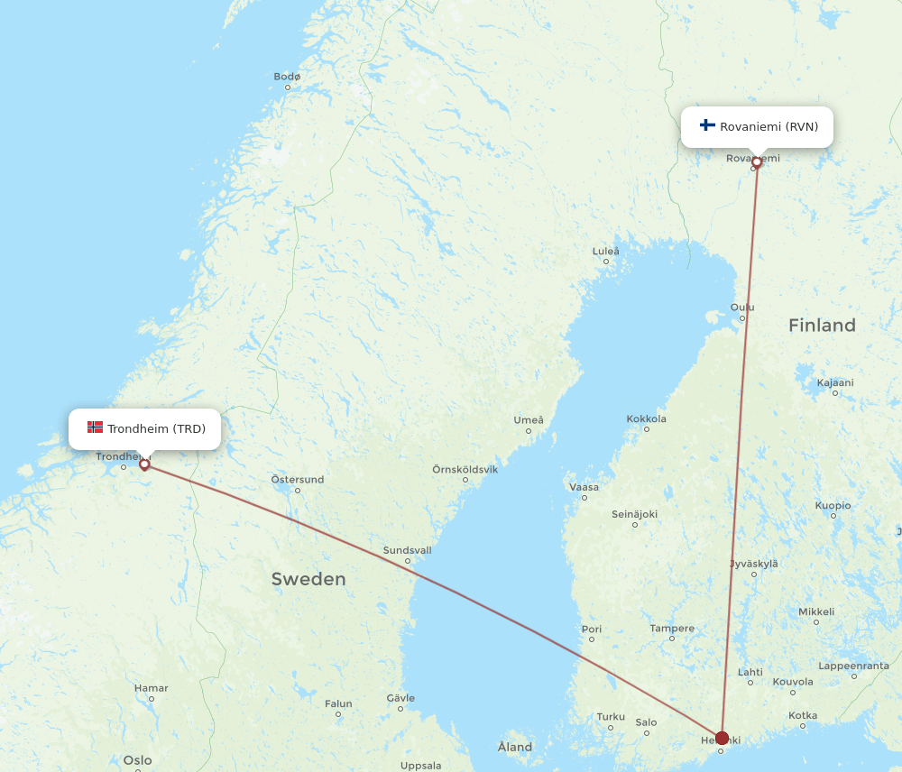 RVN-TRD flight routes