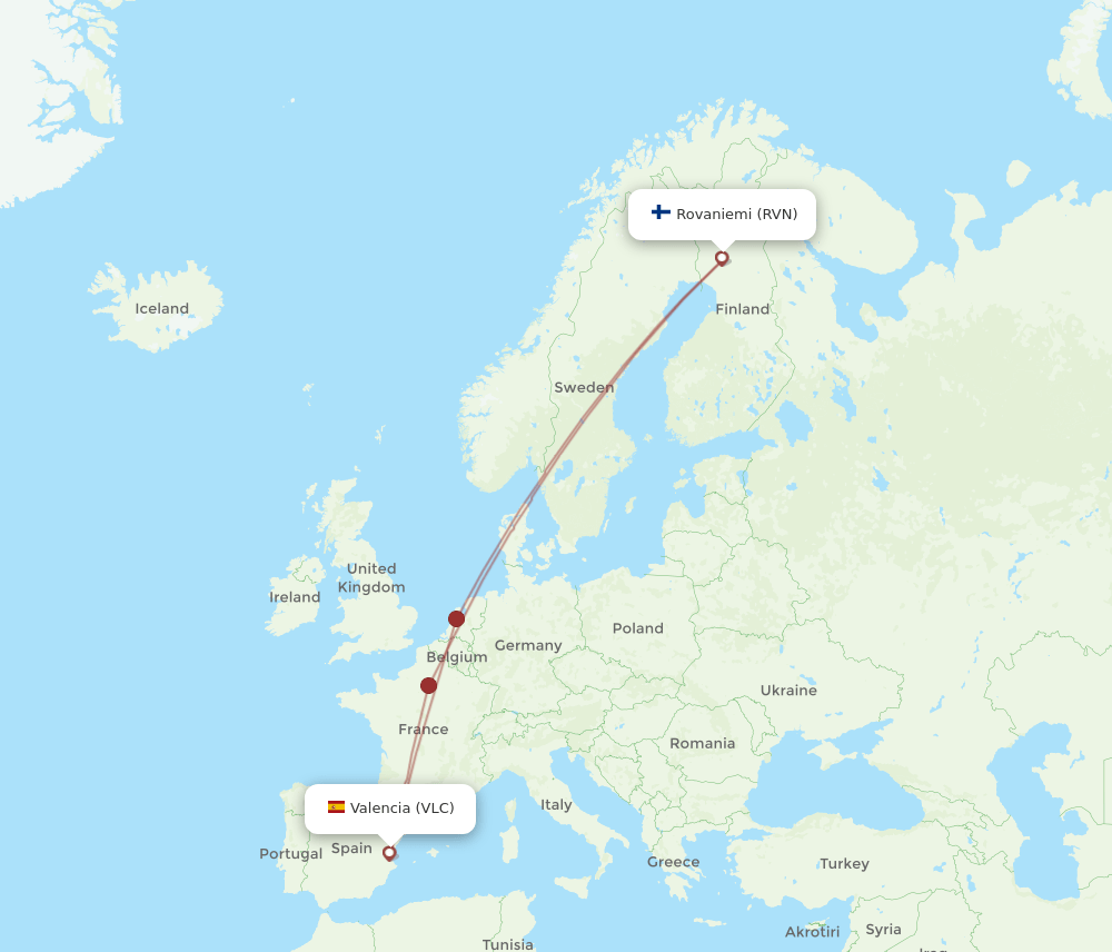RVN-VLC flight routes