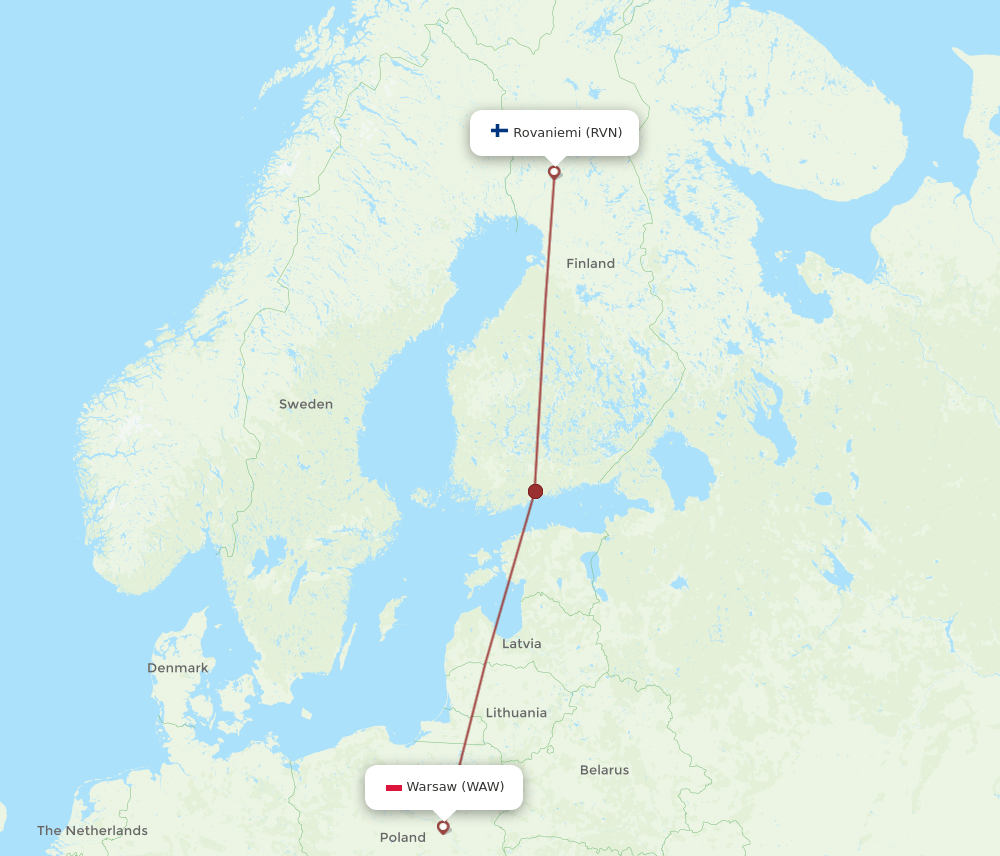 RVN-WAW flight routes