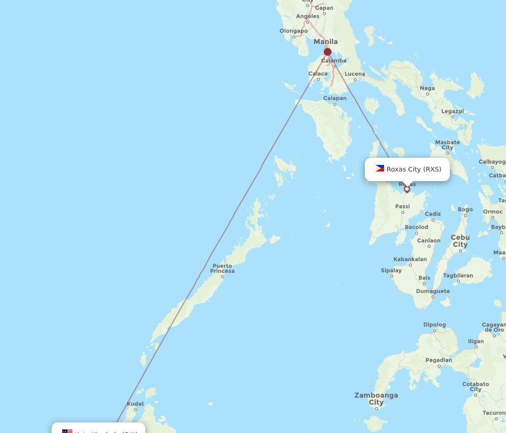 BKI to RXS flights and routes map