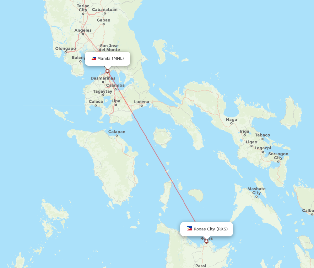 RXS to MNL flights and routes map
