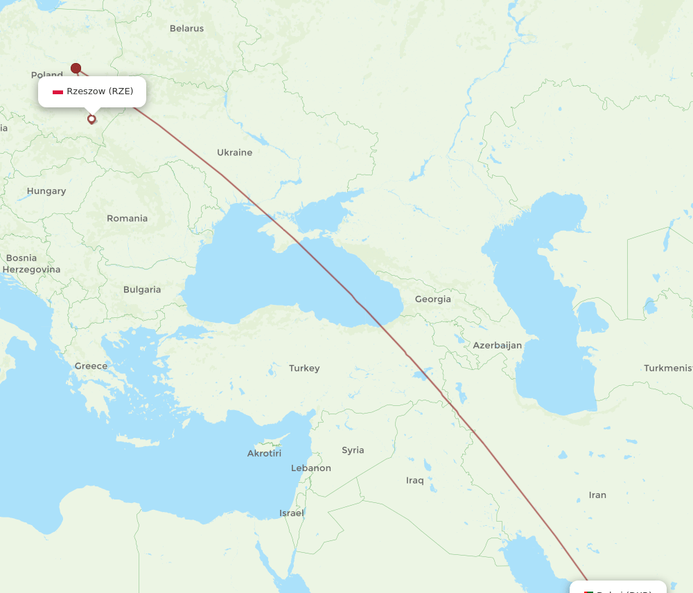RZE-DXB flight routes
