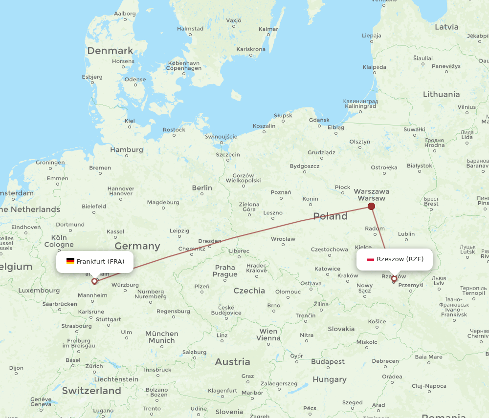 RZE-FRA flight routes