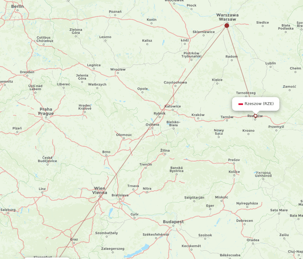 RZE-LJU flight routes