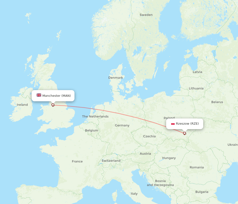 RZE-MAN flight routes