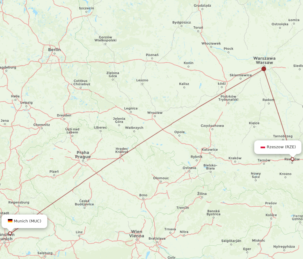 RZE-MUC flight routes