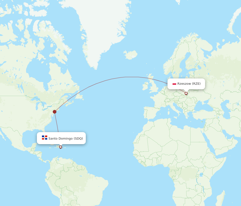 RZE-SDQ flight routes