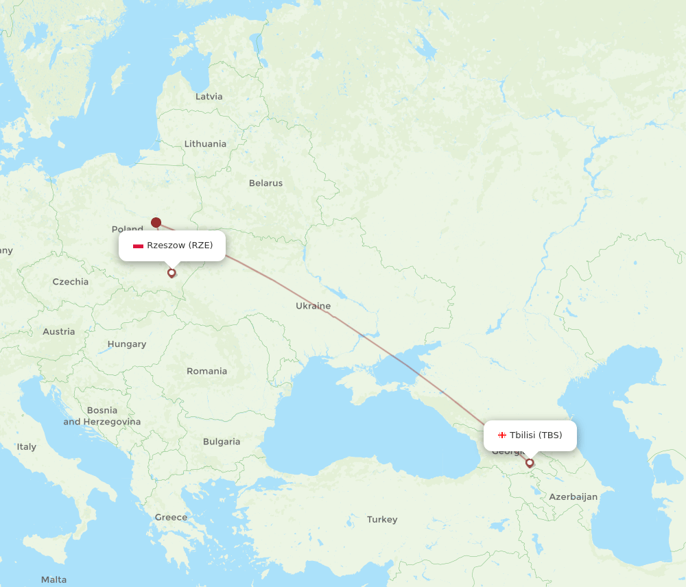 RZE-TBS flight routes