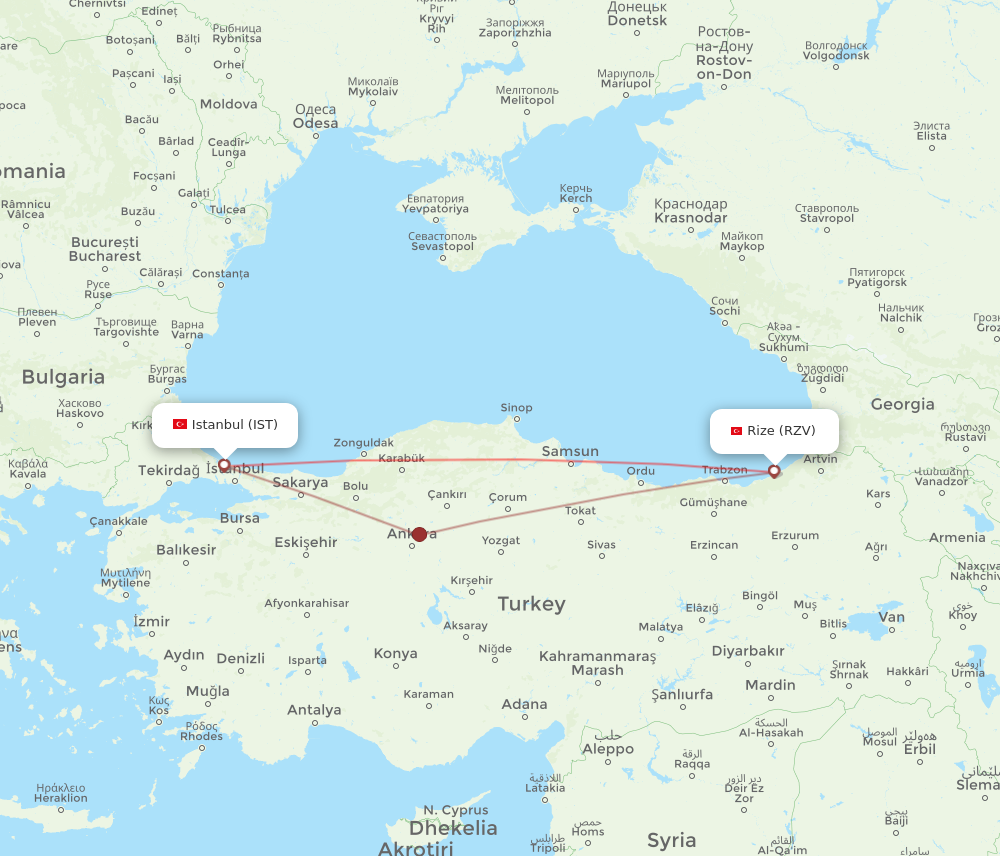 RZV to IST flights and routes map