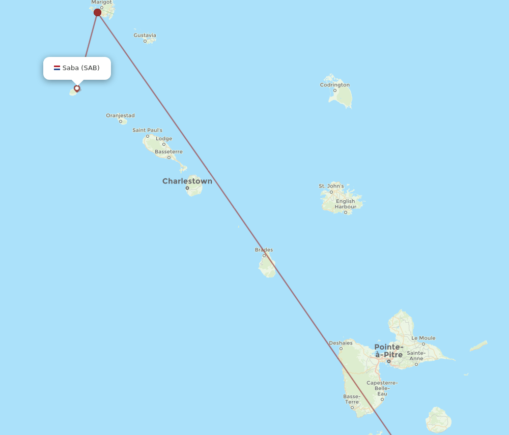 SAB-DOM flight routes
