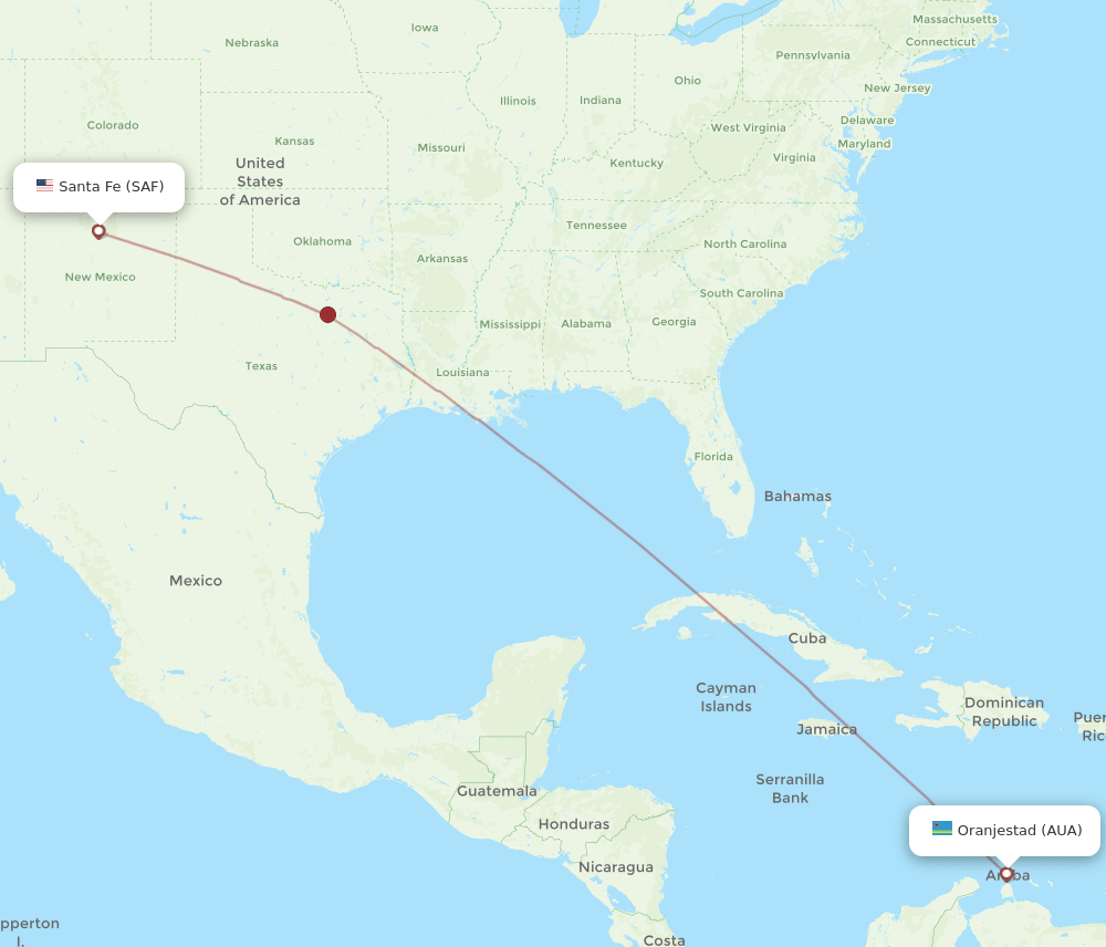 SAF-AUA flight routes
