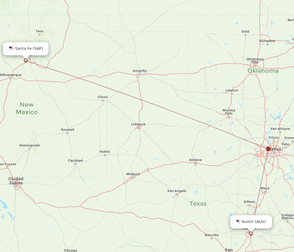 SAF-AUS flight routes