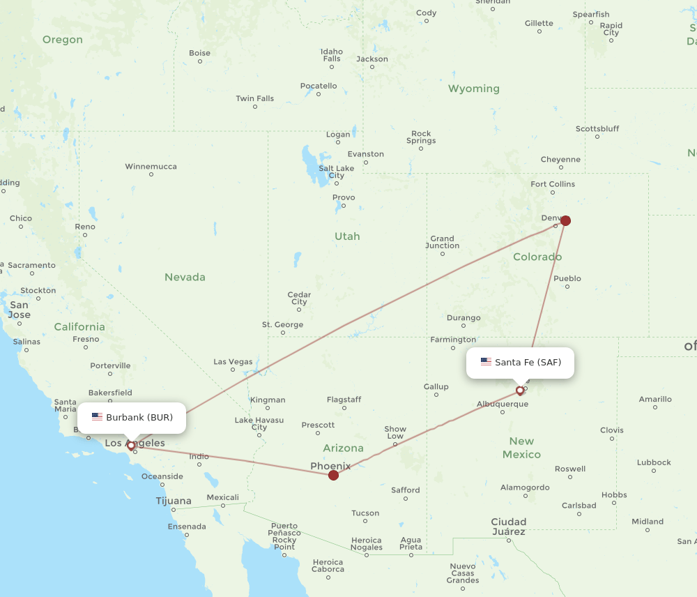 SAF-BUR flight routes