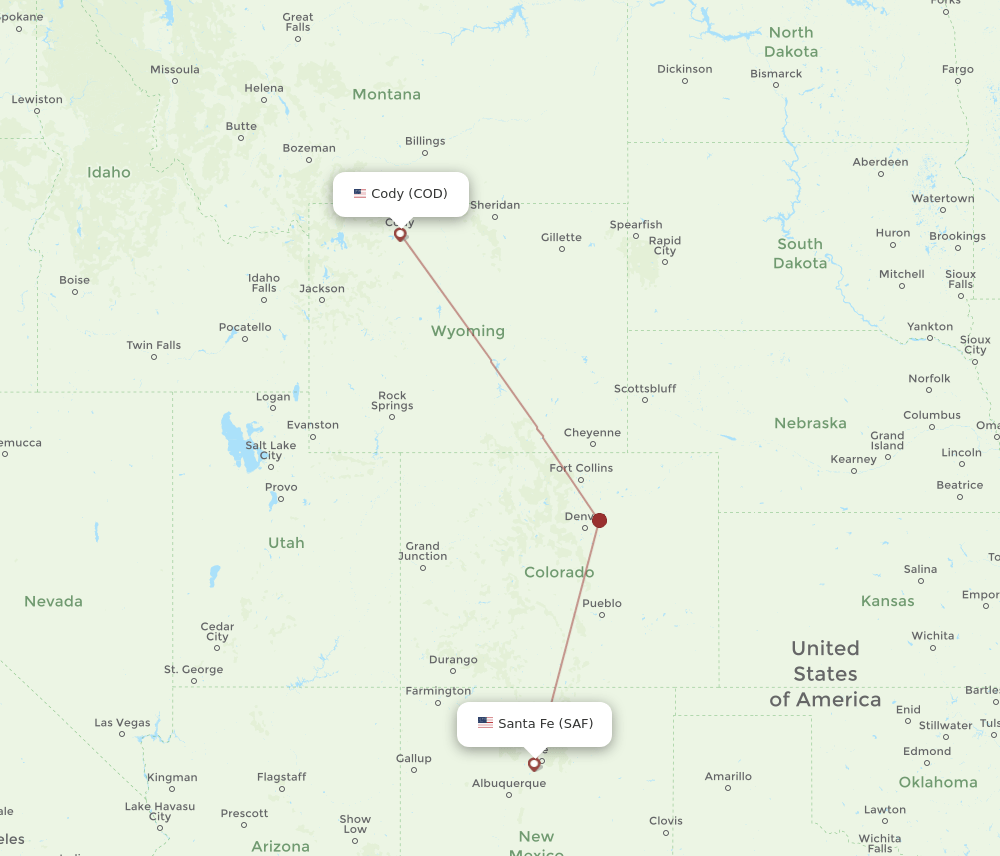 SAF-COD flight routes