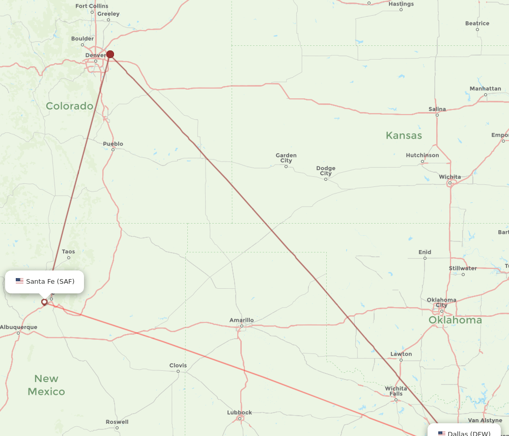 SAF-DFW flight routes