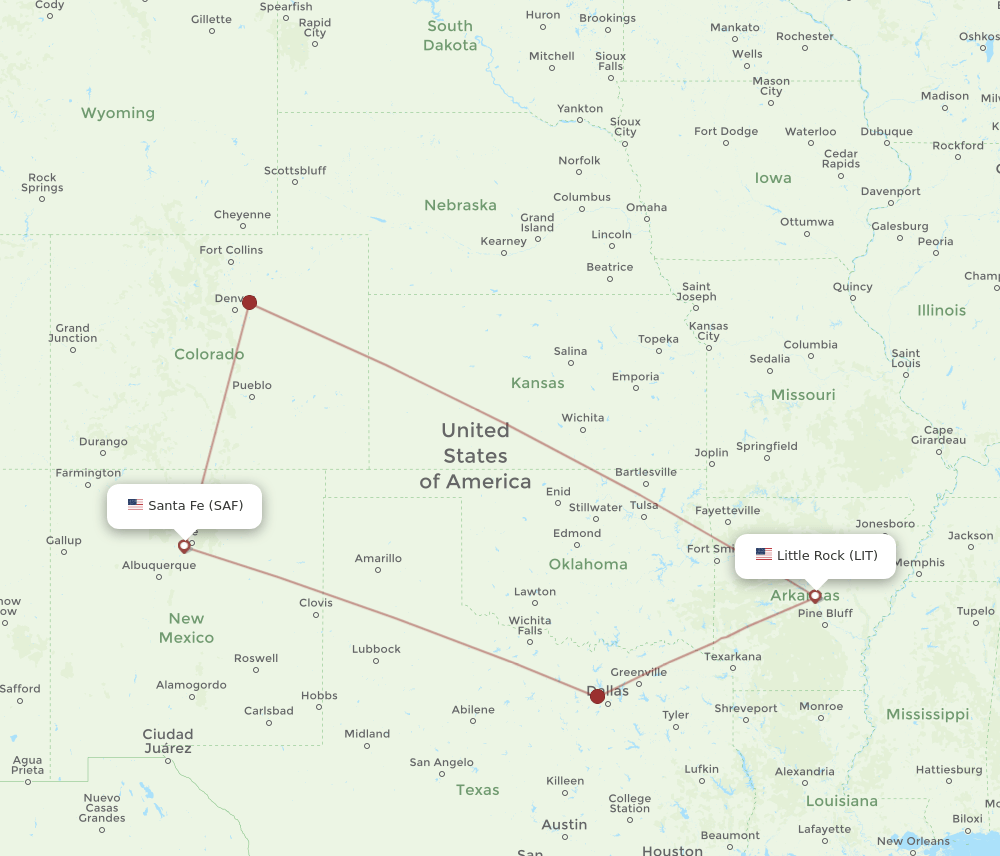 SAF-LIT flight routes