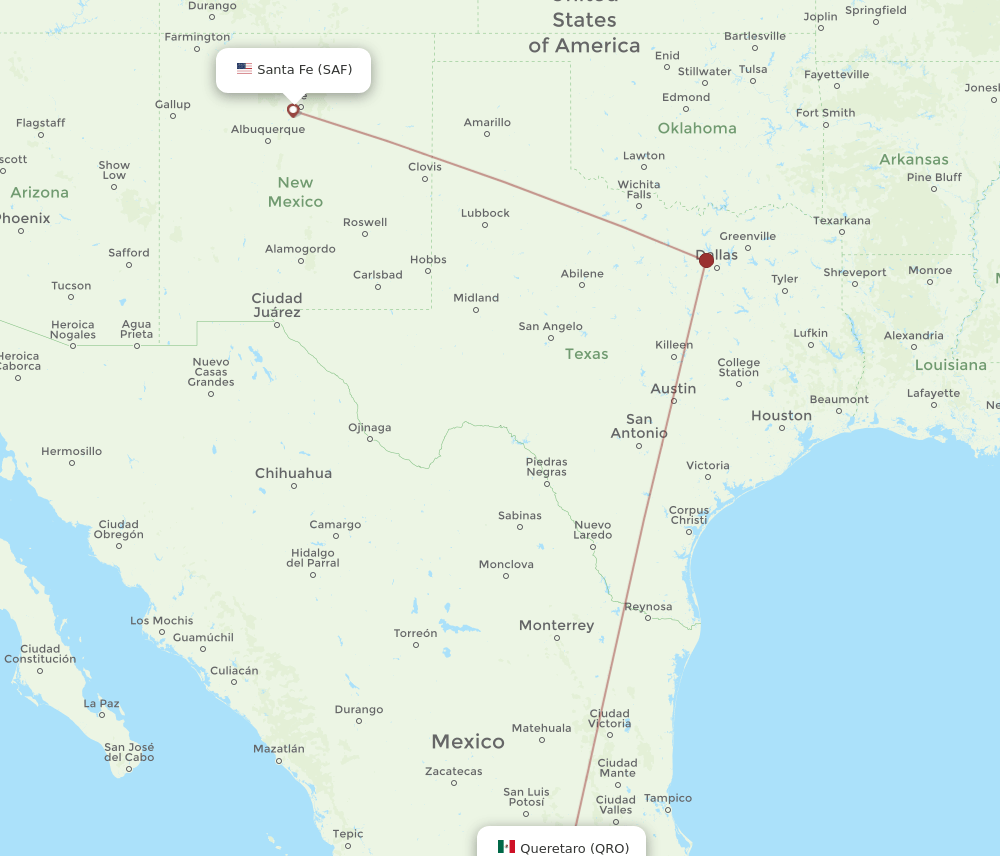 SAF-QRO flight routes