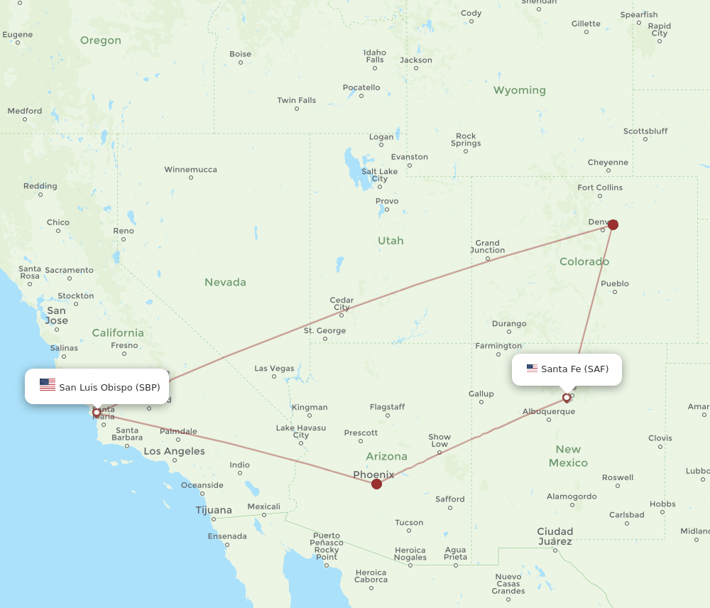 SAF-SBP flight routes