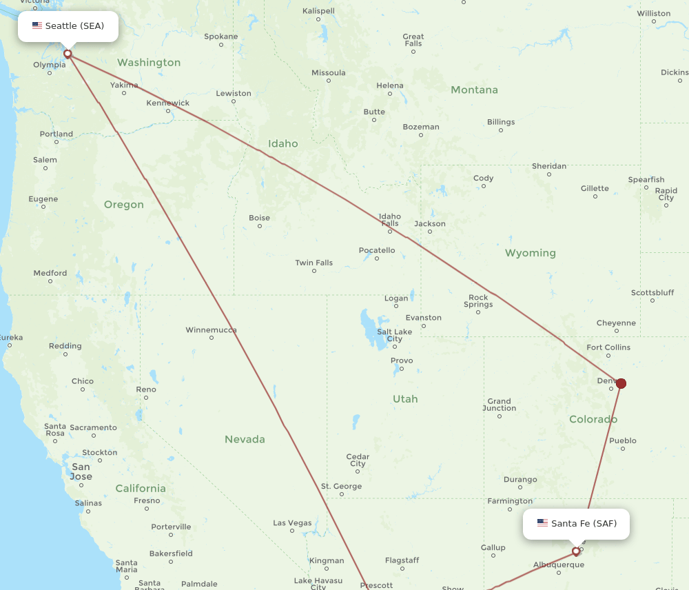 SAF-SEA flight routes